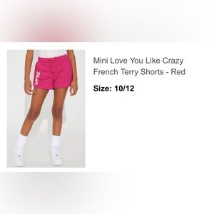Girls so 10/12 Fashion Nova shorts Mini Love You Like Crazy French Terry Shorts